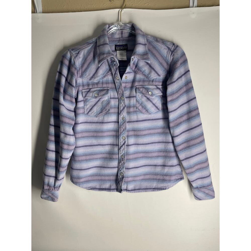 Patagonia Purple Sagebrush Rhythm Snap Front Flannel Shirt Women's Size XS